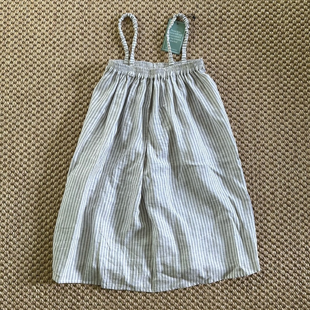 Deiji Studios grey & white stripe linen dress. S/M NWT